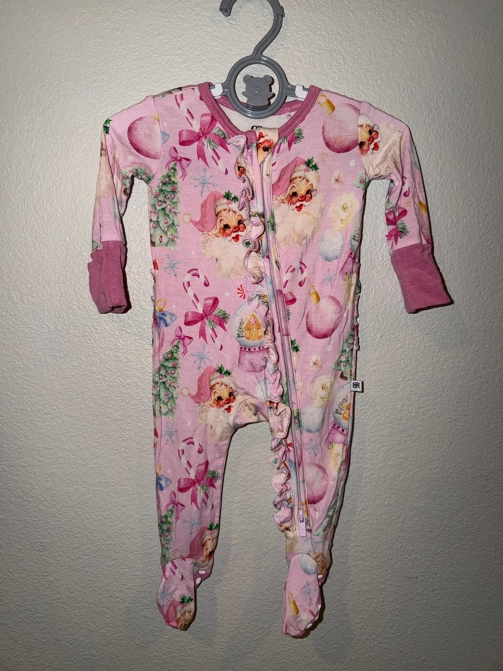 Girls' Pink Holiday Print Footed One-Piece Pajama - [Brand]